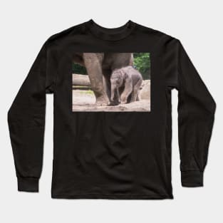 Baby elephant takes his first steps Long Sleeve T-Shirt